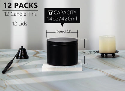 Candle Tins with Lids, 3 Wicks Candle Jars 14oz/420ml Candle Containers 12 Pack Seamless Bulk Candle Containers for Candle Making Supplies Wholesale Empty Candle Jars - Mint