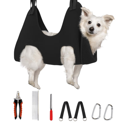 Supet Dog Grooming Hammock for Small Dogs Cat, Relaxation Pet Grooming Hammock Restraint for Nail Trimming (Coral Blue, S（ Legs Spacing：7-10.2" / Max W：15-35LBS）)