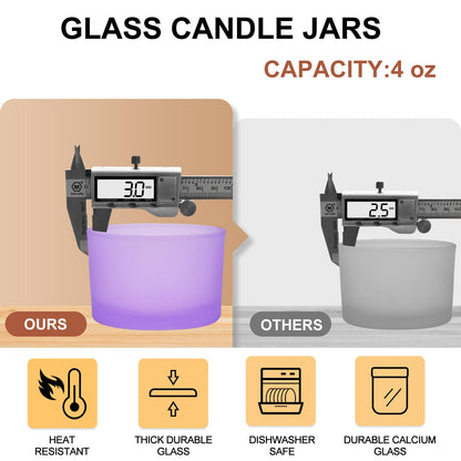 Thick Candle Jars for Making Candles 16 Pcs, 7 OZ Empty Jars with Wood Lids for Candle Making, Sample Container, Frosted White