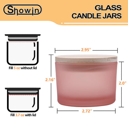 Thick Candle Jars for Making Candles 16 Pcs, 7 OZ Empty Jars with Wood Lids for Candle Making, Sample Container, Frosted White