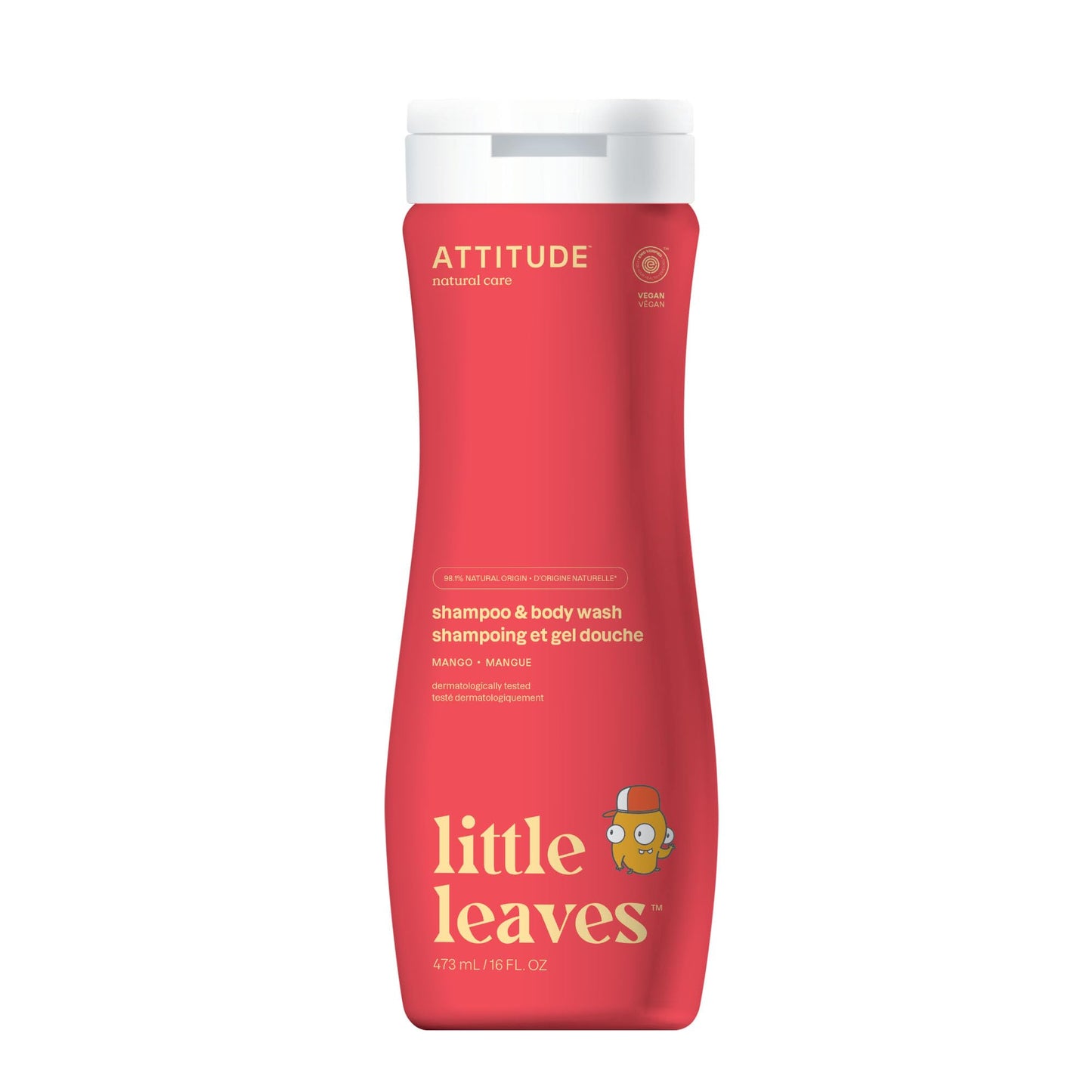 ATTITUDE Shampoo and Body Wash for Kids, EWG Verified Hair and Body Cleanser, Dermatologically Tested Soap, Plant and Mineral Based Bath Products, Vegan, Vanilla & Pear, 16 Fl Oz