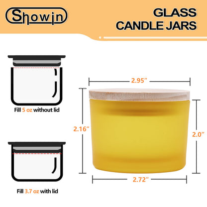 Thick Candle Jars for Making Candles 16 Pcs, 7 OZ Empty Jars with Wood Lids for Candle Making, Sample Container, Frosted White