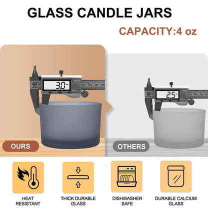 Thick Candle Jars for Making Candles 16 Pcs, 7 OZ Empty Jars with Wood Lids for Candle Making, Sample Container, Frosted White