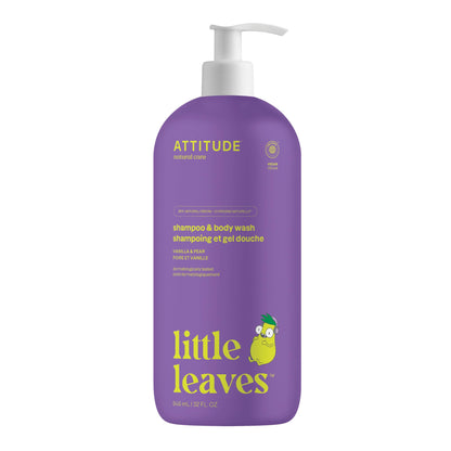 ATTITUDE Shampoo and Body Wash for Kids, EWG Verified Hair and Body Cleanser, Dermatologically Tested Soap, Plant and Mineral Based Bath Products, Vegan, Vanilla & Pear, 16 Fl Oz