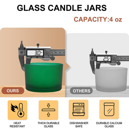 Thick Candle Jars for Making Candles 16 Pcs, 7 OZ Empty Jars with Wood Lids for Candle Making, Sample Container, Frosted White