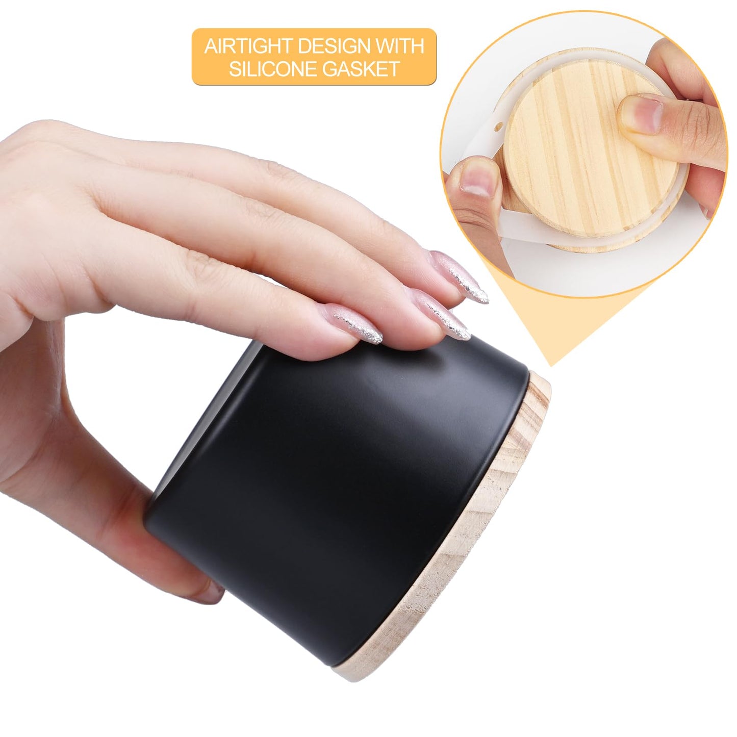 Thick Candle Jars for Making Candles 16 Pcs, 7 OZ Empty Jars with Wood Lids for Candle Making, Sample Container, Frosted White