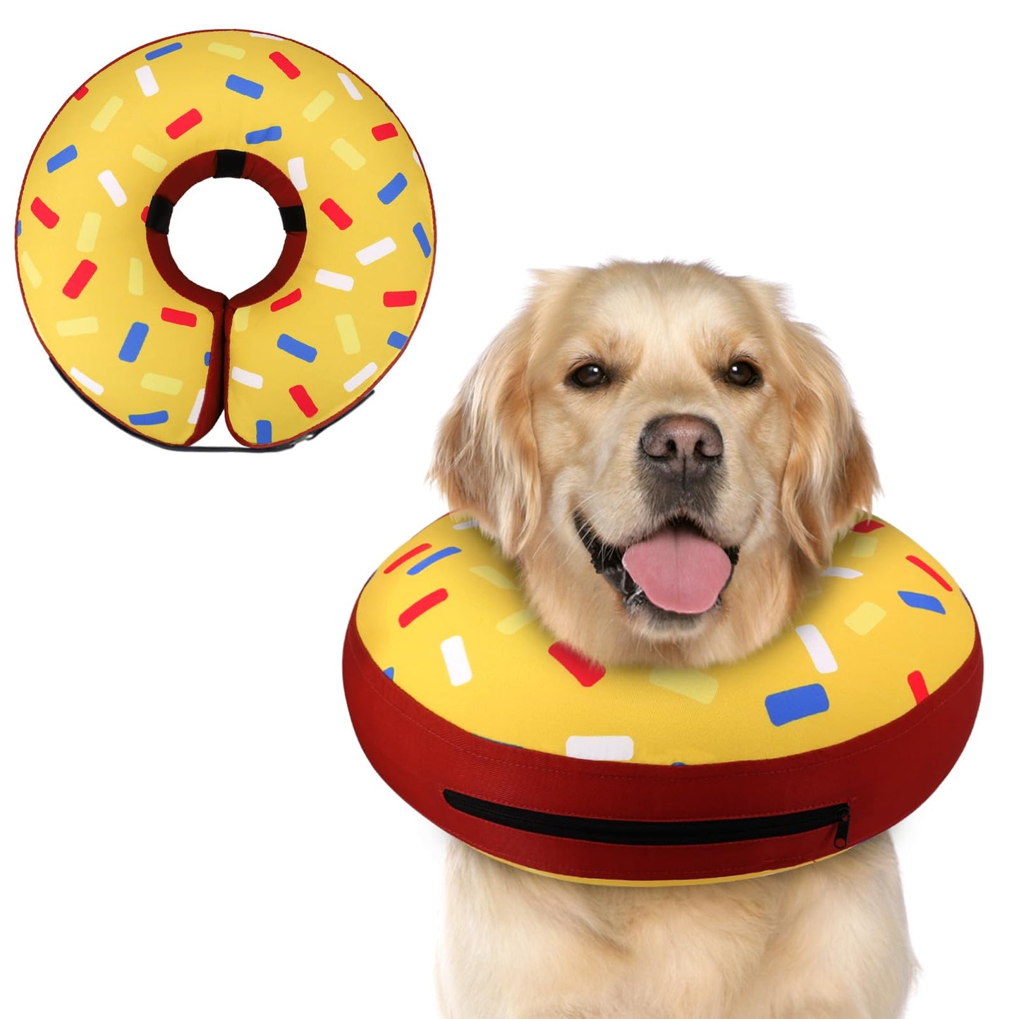 Supet Inflatable Dog Cone Collar Alternative After Surgery, Doggie Neck Donut Collar Recovery ECollar, Soft Dog Cone for Small Medium Large Dogs