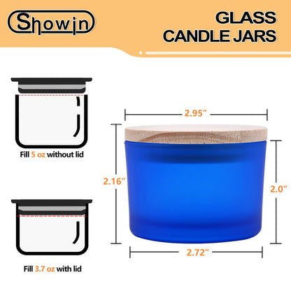 Thick Candle Jars for Making Candles 16 Pcs, 7 OZ Empty Jars with Wood Lids for Candle Making, Sample Container, Frosted White
