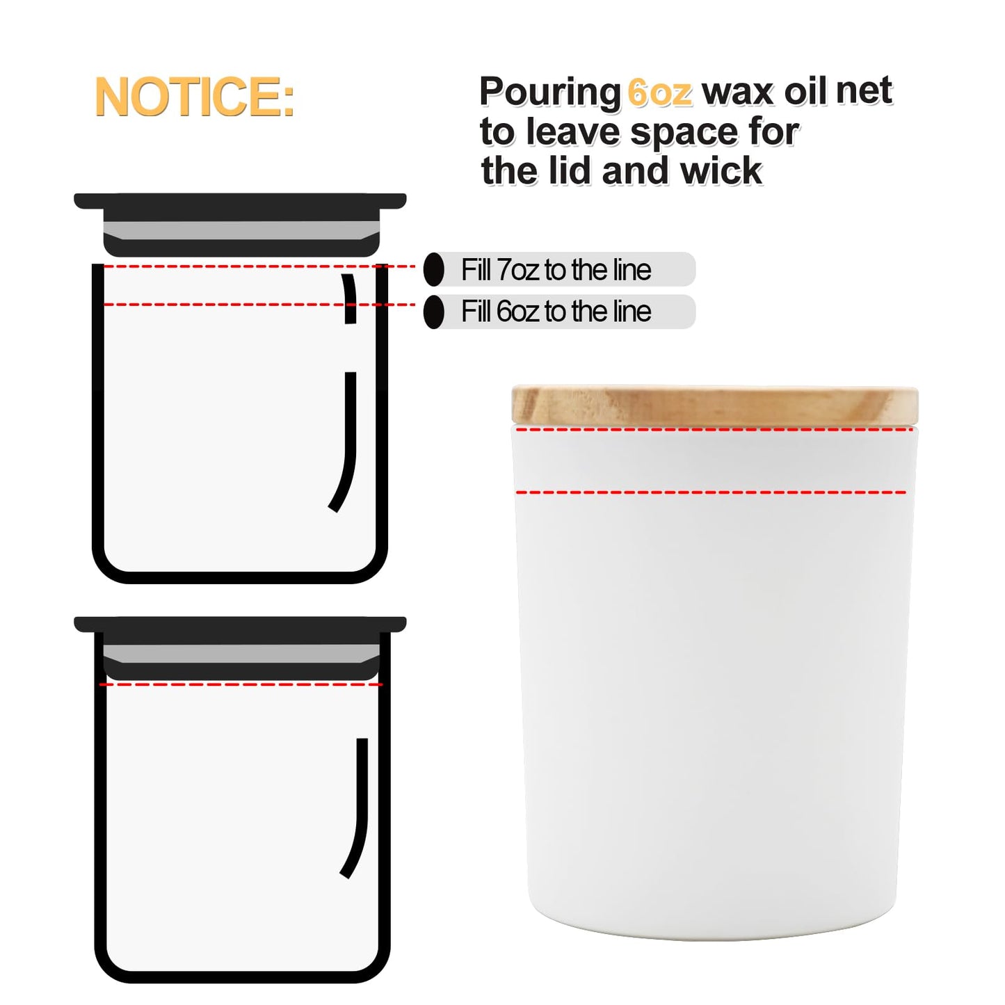 Thick Candle Jars for Making Candles 16 Pcs, 7 OZ Empty Jars with Wood Lids for Candle Making, Sample Container, Frosted White