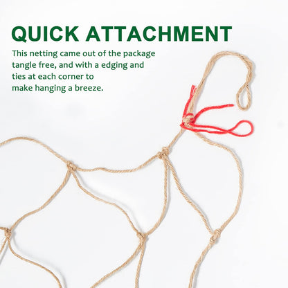 Plant Support Netting - Biodegradable Natural Jute Net for Garden Climbing Vining Plants Cucumber, Vine, Fruits & Vegetables Tomato (6.6 Ft x 16.4 Ft, 5.9 Inch Squares)
