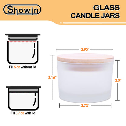 Thick Candle Jars for Making Candles 16 Pcs, 7 OZ Empty Jars with Wood Lids for Candle Making, Sample Container, Frosted White