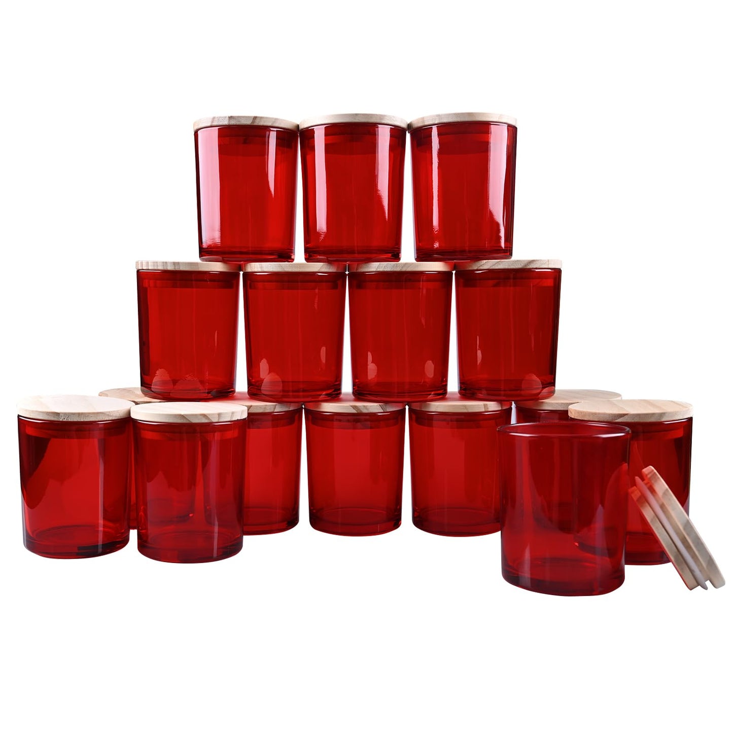 Thick Candle Jars for Making Candles 16 Pcs, 7 OZ Empty Jars with Wood Lids for Candle Making, Sample Container, Frosted White