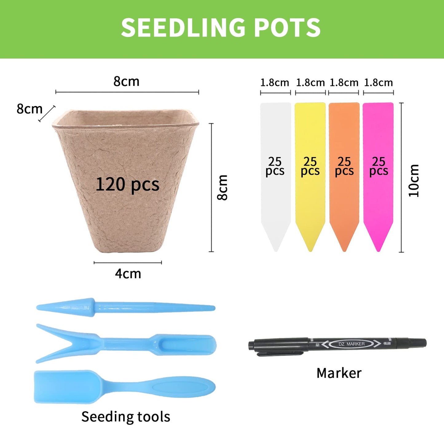 3T GROUP 50 Pcs 3 Inch Small Compostable Plant Pots,Disposable Flower Pots,Biodegradable Pots for Plant,Mini Seed Pots,Planting Pots,Peat Pot,Seeding Pots with Labels for Vegetables,Fruits,Garden