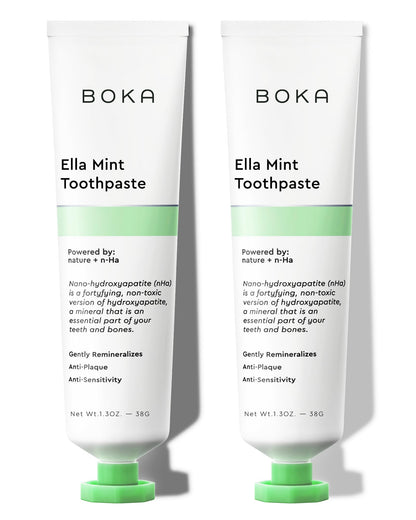 Boka Fluoride Free Toothpaste Nano Hydroxyapatite, Stocking Stuffers Remineralizing, Whitening - Dentist Recommended for Adult, Kids Oral Care Ela Mint Flavor, 4 Fl Oz 1Pk US Manufactured