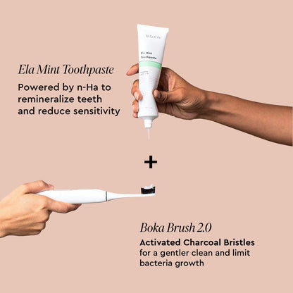 Boka Fluoride Free Toothpaste Nano Hydroxyapatite, Stocking Stuffers Remineralizing, Whitening - Dentist Recommended for Adult, Kids Oral Care Ela Mint Flavor, 4 Fl Oz 1Pk US Manufactured