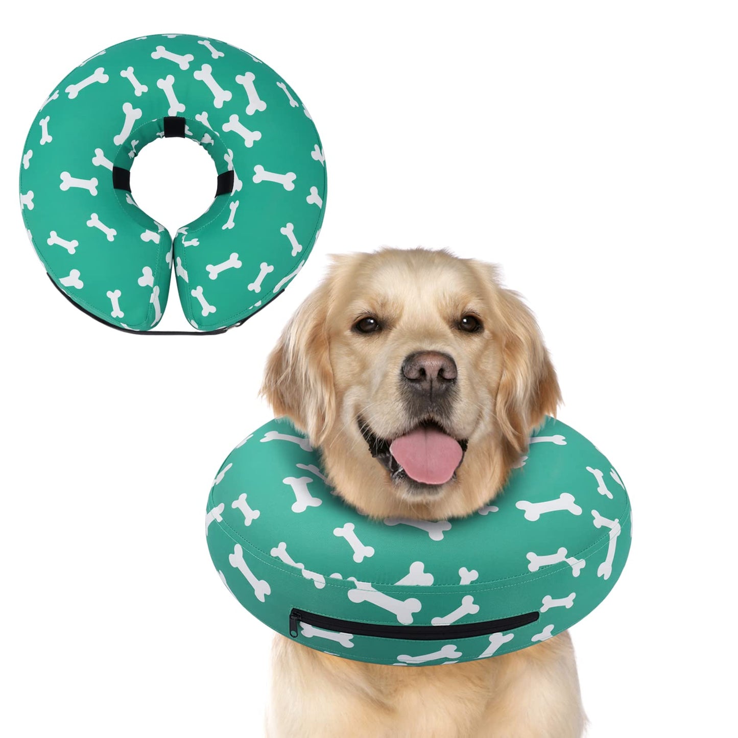 Supet Inflatable Dog Cone Collar Alternative After Surgery, Doggie Neck Donut Collar Recovery ECollar, Soft Dog Cone for Small Medium Large Dogs