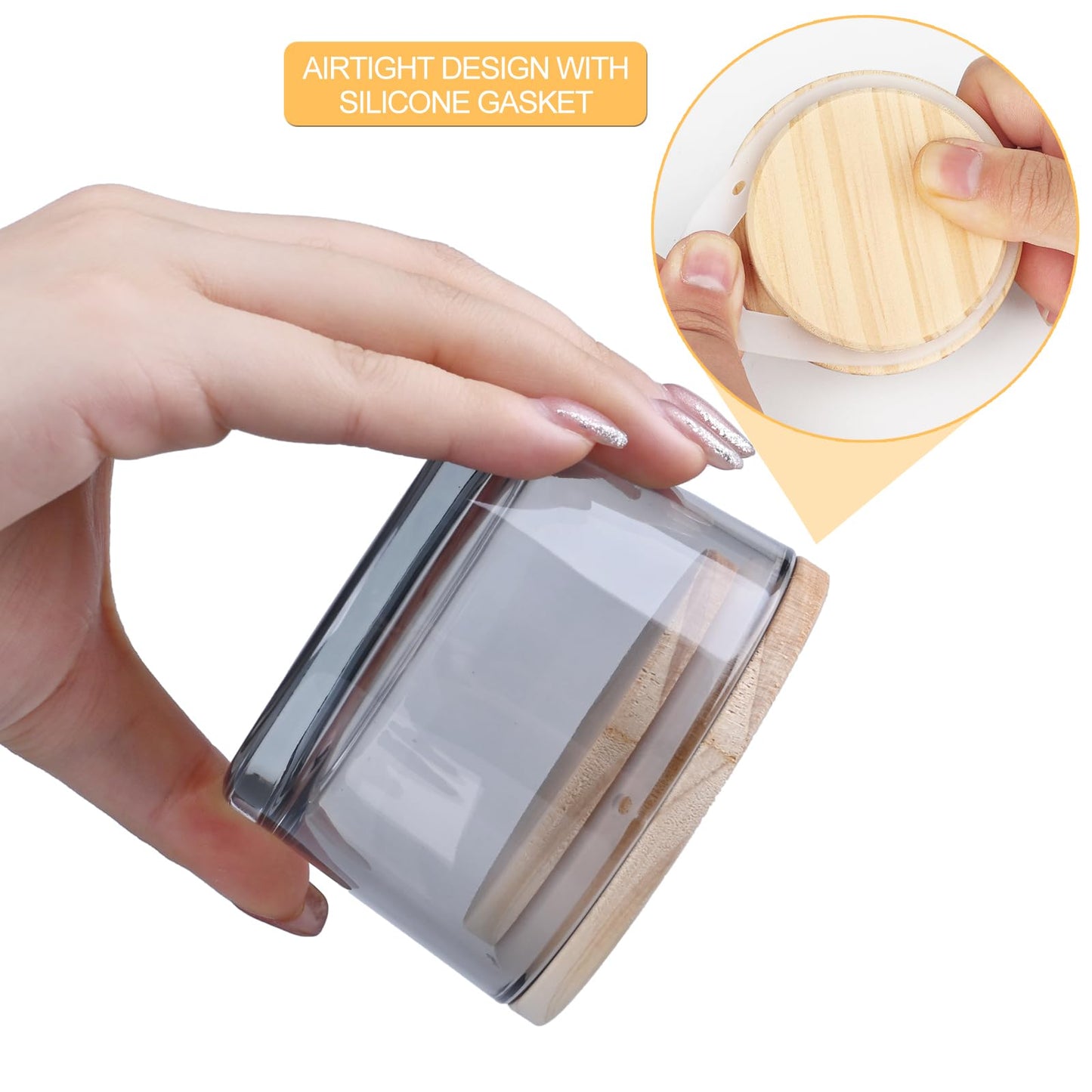 Thick Candle Jars for Making Candles 16 Pcs, 7 OZ Empty Jars with Wood Lids for Candle Making, Sample Container, Frosted White
