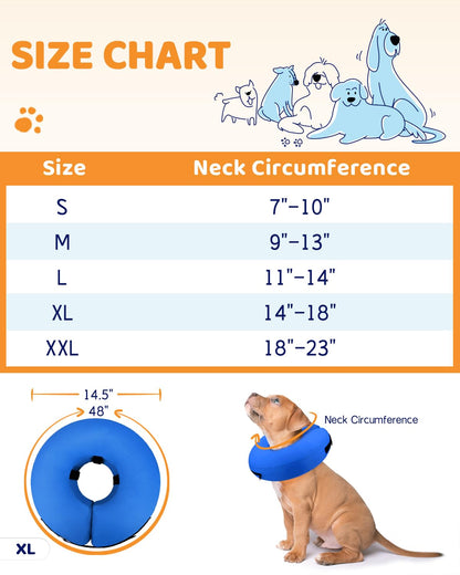 Supet Inflatable Dog Cone Collar Alternative After Surgery, Doggie Neck Donut Collar Recovery ECollar, Soft Dog Cone for Small Medium Large Dogs