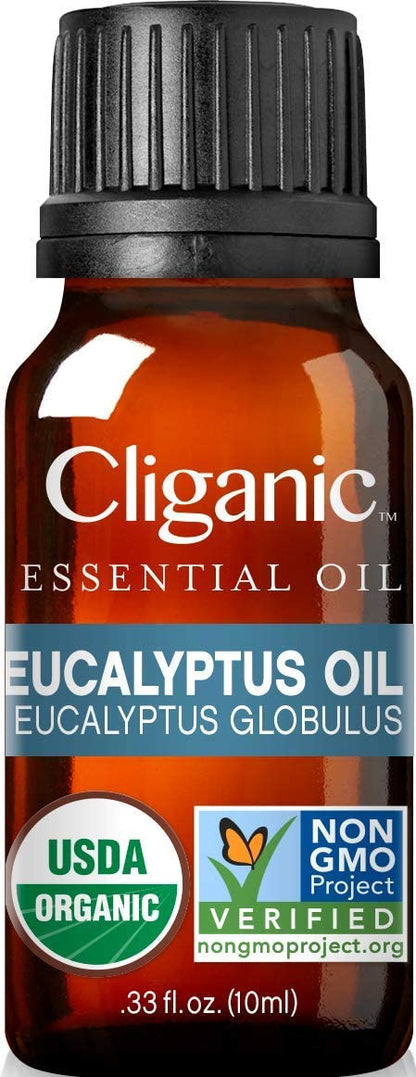 Cliganic Organic Essential Oils Set (Top 5) - 100% Pure Natural - Aromatherapy, Candle Making - Peppermint, Lavender, Eucalyptus, Lemongrass & Orange (Packaging May Vary)