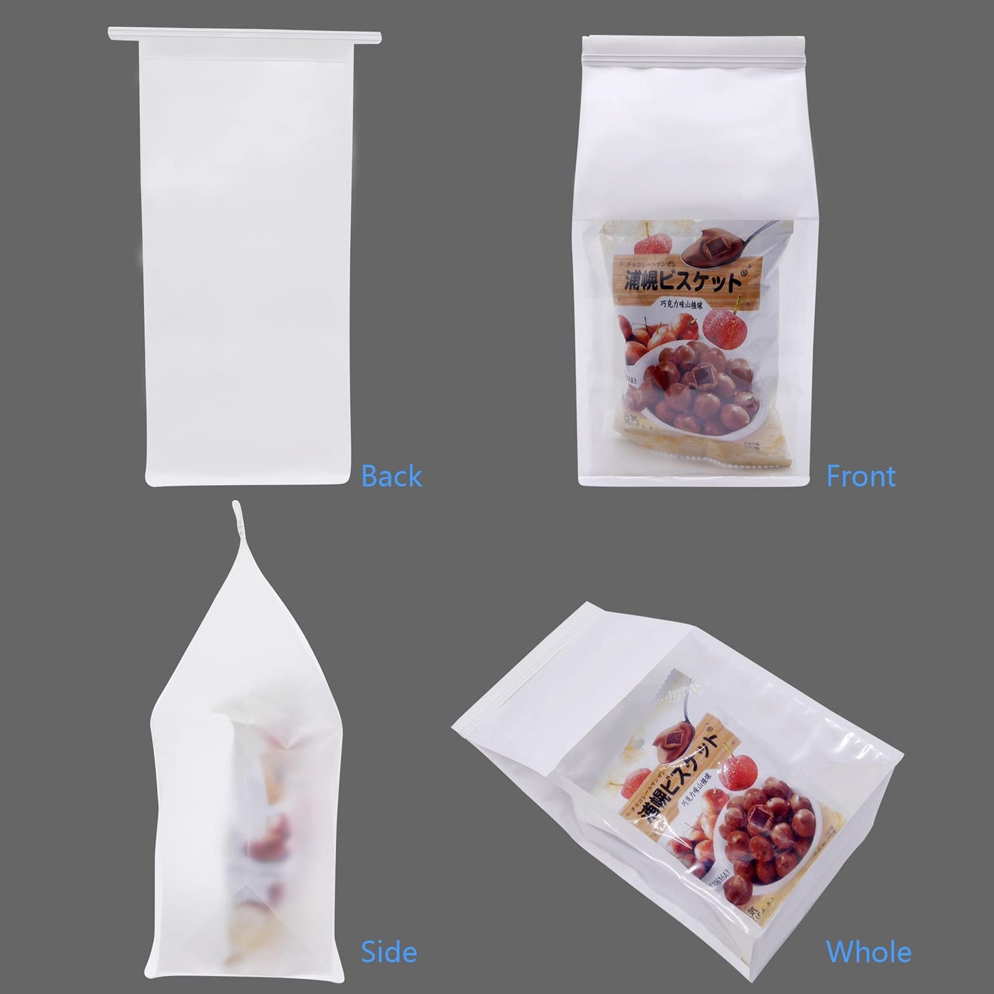 Bakery Bags with Window Cookie Bags for Packaging 50Pcs 5.1x4.3x11 Inches Brown Kraft Paper Tin Tie Tab Lock Candy Bags Treat Bags, Popcorn, Coffee Bags Resealable