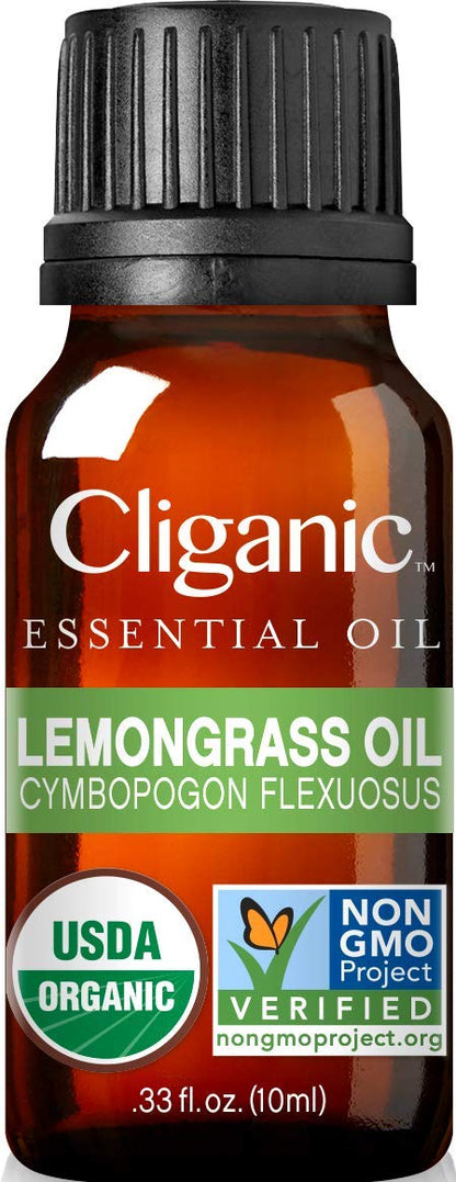 Cliganic Organic Essential Oils Set (Top 5) - 100% Pure Natural - Aromatherapy, Candle Making - Peppermint, Lavender, Eucalyptus, Lemongrass & Orange (Packaging May Vary)