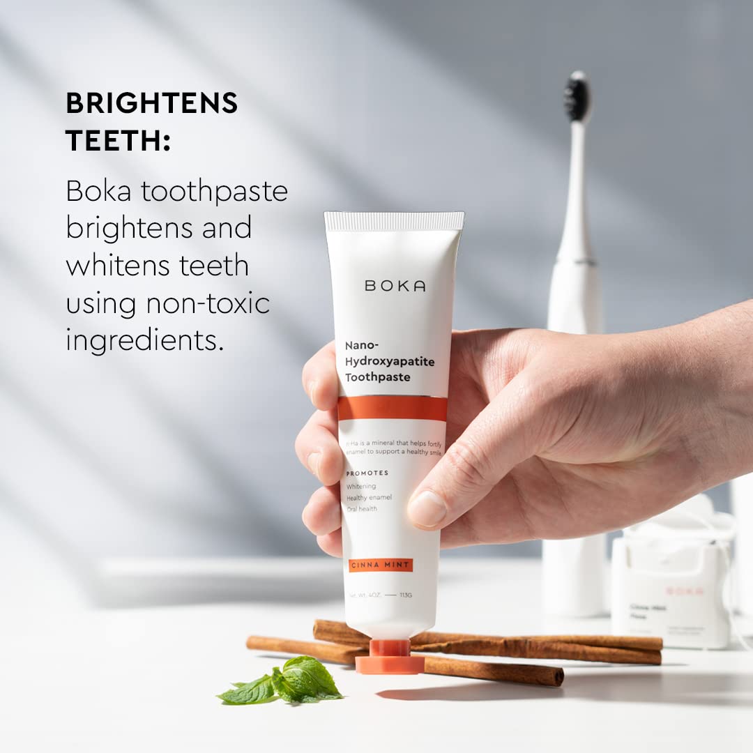 Boka Fluoride Free Toothpaste Nano Hydroxyapatite, Stocking Stuffers Remineralizing, Whitening - Dentist Recommended for Adult, Kids Oral Care Ela Mint Flavor, 4 Fl Oz 1Pk US Manufactured