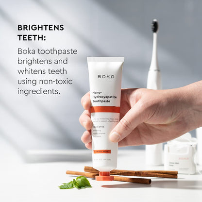 Boka Fluoride Free Toothpaste Nano Hydroxyapatite, Stocking Stuffers Remineralizing, Whitening - Dentist Recommended for Adult, Kids Oral Care Ela Mint Flavor, 4 Fl Oz 1Pk US Manufactured