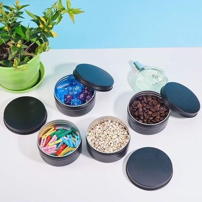 6 oz 12 Packs Black Round Aluminum Tin Cans Screw Top Metal Steel Tins Empty Slip Slide Cosmetic Sample Containers Storage Organization for Salve Crafts Spice Candles