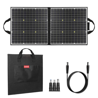 Foldable Solar Panel, FF FLASHFISH 18V/60W Portable Solar Charger Charge for Portable Power Station, Phone, Laptop, with DC Output, 45W USB-C, QC3.0 Port When Camping Fishing Van RV Road Trip