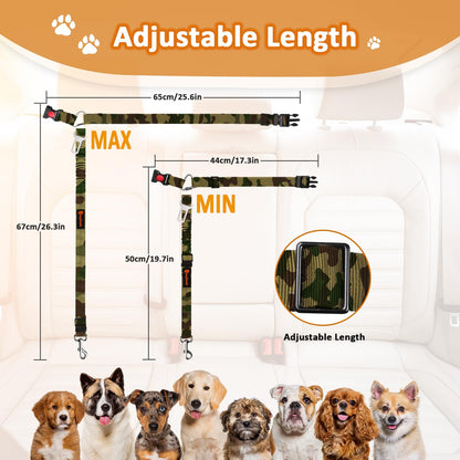 Removable Dog Seat Belt Harness for Car, 3 in 1 Pet Dog Car Seatbelt Leash, Retractable Restraint Secures to Vehicle Headrest & Adjustable Reflective Bungee Dog Seatbelt Tether, Blue and Black