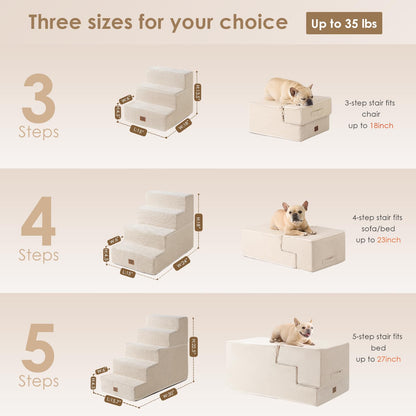 EHEYCIGA Dog Stairs for Bed 18”H, 4-Step Dog Steps for High Bed, Pet Steps for Small Dogs and Cats, Non-Slip Balanced Pet Ramp Indoor, Grey