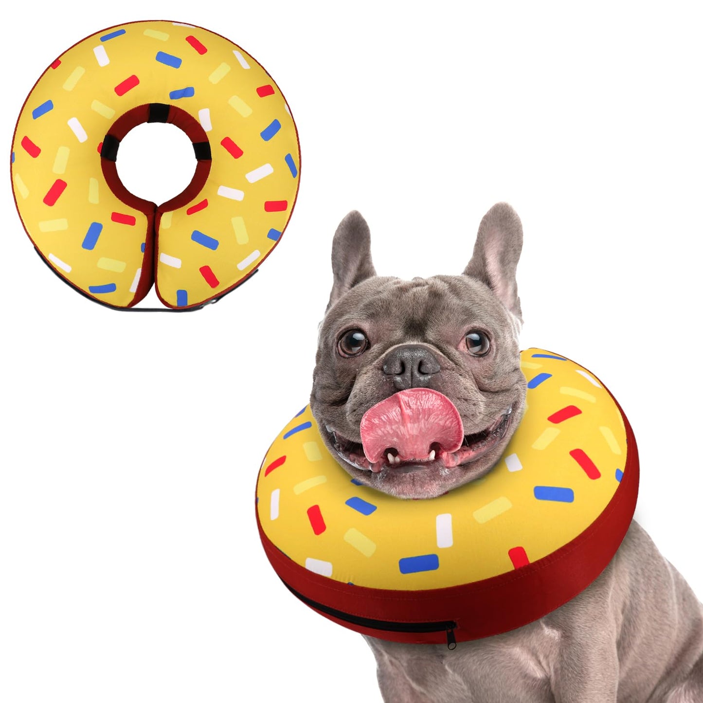 Supet Inflatable Dog Cone Collar Alternative After Surgery, Doggie Neck Donut Collar Recovery ECollar, Soft Dog Cone for Small Medium Large Dogs