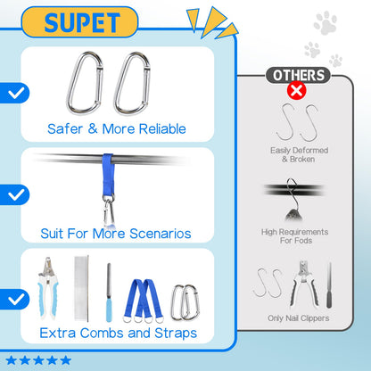 Supet Dog Grooming Hammock for Small Dogs Cat, Relaxation Pet Grooming Hammock Restraint for Nail Trimming (Coral Blue, S（ Legs Spacing：7-10.2" / Max W：15-35LBS）)