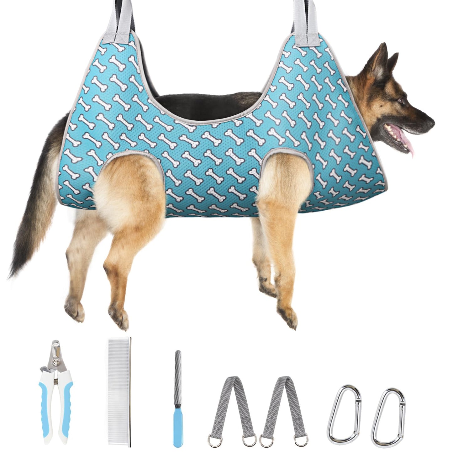 Supet Dog Grooming Hammock for Small Dogs Cat, Relaxation Pet Grooming Hammock Restraint for Nail Trimming (Coral Blue, S（ Legs Spacing：7-10.2" / Max W：15-35LBS）)
