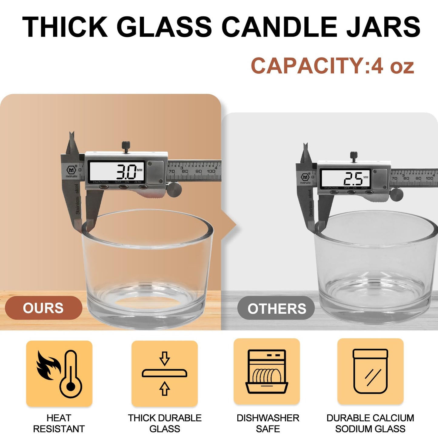 Thick Candle Jars for Making Candles 16 Pcs, 7 OZ Empty Jars with Wood Lids for Candle Making, Sample Container, Frosted White