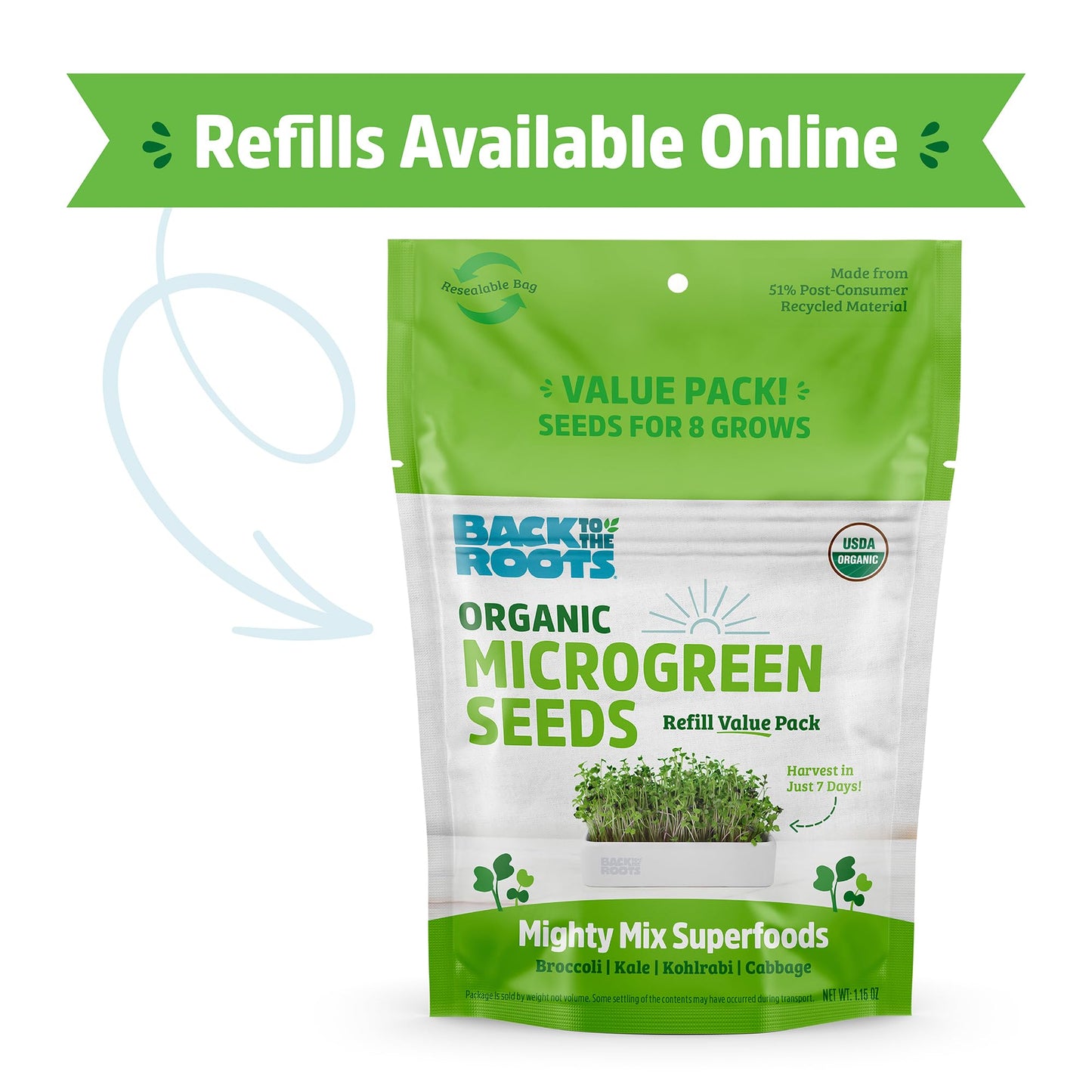 Back to the Roots Indoor Herb Garden Starter Kit, Basil, Mint and Cilantro - Includes seeds, soil and biochar