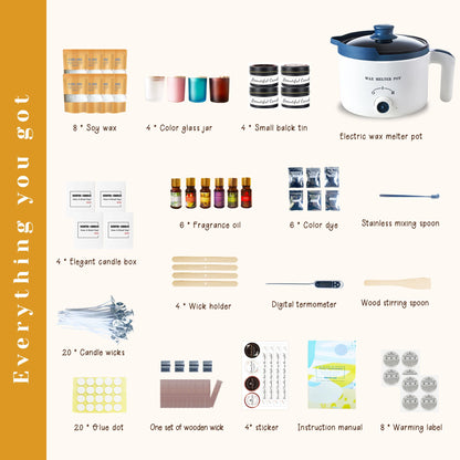 KQU Candle Making Kit for Candles, Home DIY Candle Wax Kit with Glass Jars for Adult, Candle Maker Kit with Wax Melter for Art & Craft
