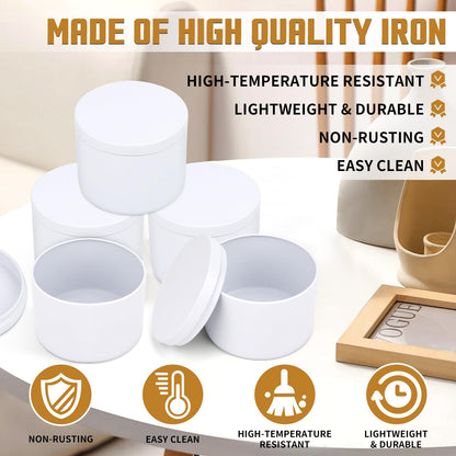 YJHSS 48-Pack White Candle Tins, 24pcs 8oz + 24pcs 4oz Candle tins with Metal Wood-Grain Printing Lids, Empty Candle Jars for Making Candles, Bulk Candle Containers Candle Making Jars for Christmas