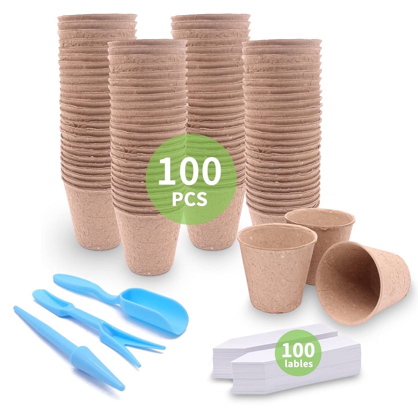 3T GROUP 50 Pcs 3 Inch Small Compostable Plant Pots,Disposable Flower Pots,Biodegradable Pots for Plant,Mini Seed Pots,Planting Pots,Peat Pot,Seeding Pots with Labels for Vegetables,Fruits,Garden