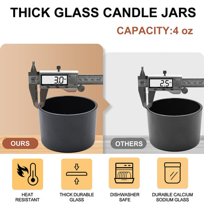 Thick Candle Jars for Making Candles 16 Pcs, 7 OZ Empty Jars with Wood Lids for Candle Making, Sample Container, Frosted White