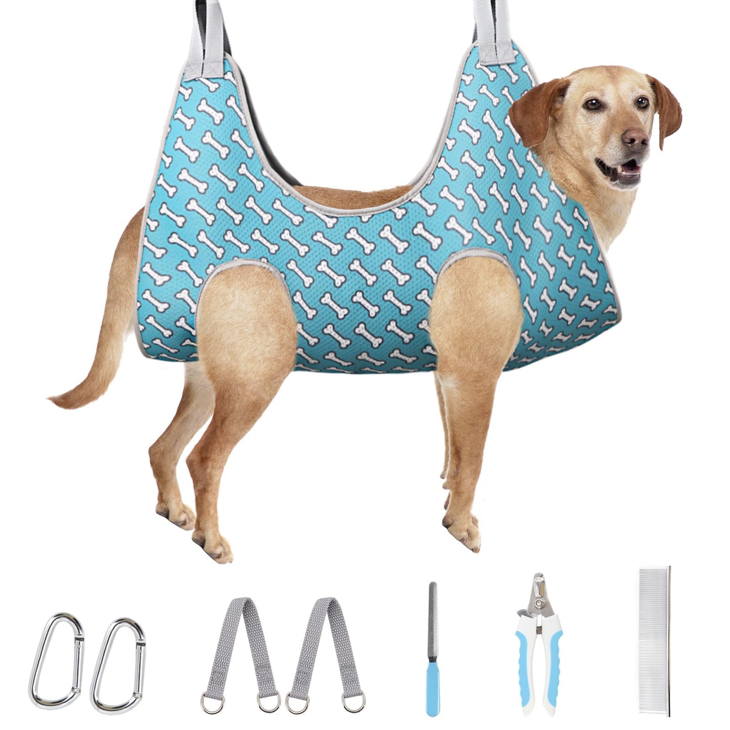 Supet Dog Grooming Hammock for Small Dogs Cat, Relaxation Pet Grooming Hammock Restraint for Nail Trimming (Coral Blue, S（ Legs Spacing：7-10.2" / Max W：15-35LBS）)