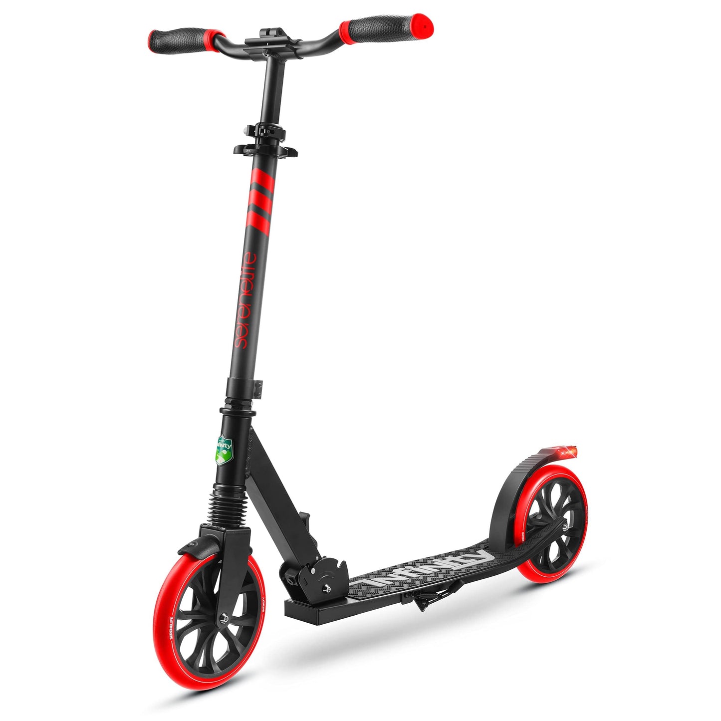 SereneLife Kick Scooter Adult Teenagers Kids- 2 Wheel Kids Scooter with Adjustable T-Bar Handlebar - Alloy Anti-Slip Deck - Portable Folding Scooters for Kids with Carrying Strap