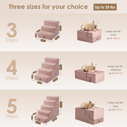 EHEYCIGA Dog Stairs for Bed 18”H, 4-Step Dog Steps for High Bed, Pet Steps for Small Dogs and Cats, Non-Slip Balanced Pet Ramp Indoor, Grey