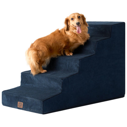 EHEYCIGA Dog Stairs for Bed 18”H, 4-Step Dog Steps for High Bed, Pet Steps for Small Dogs and Cats, Non-Slip Balanced Pet Ramp Indoor, Grey