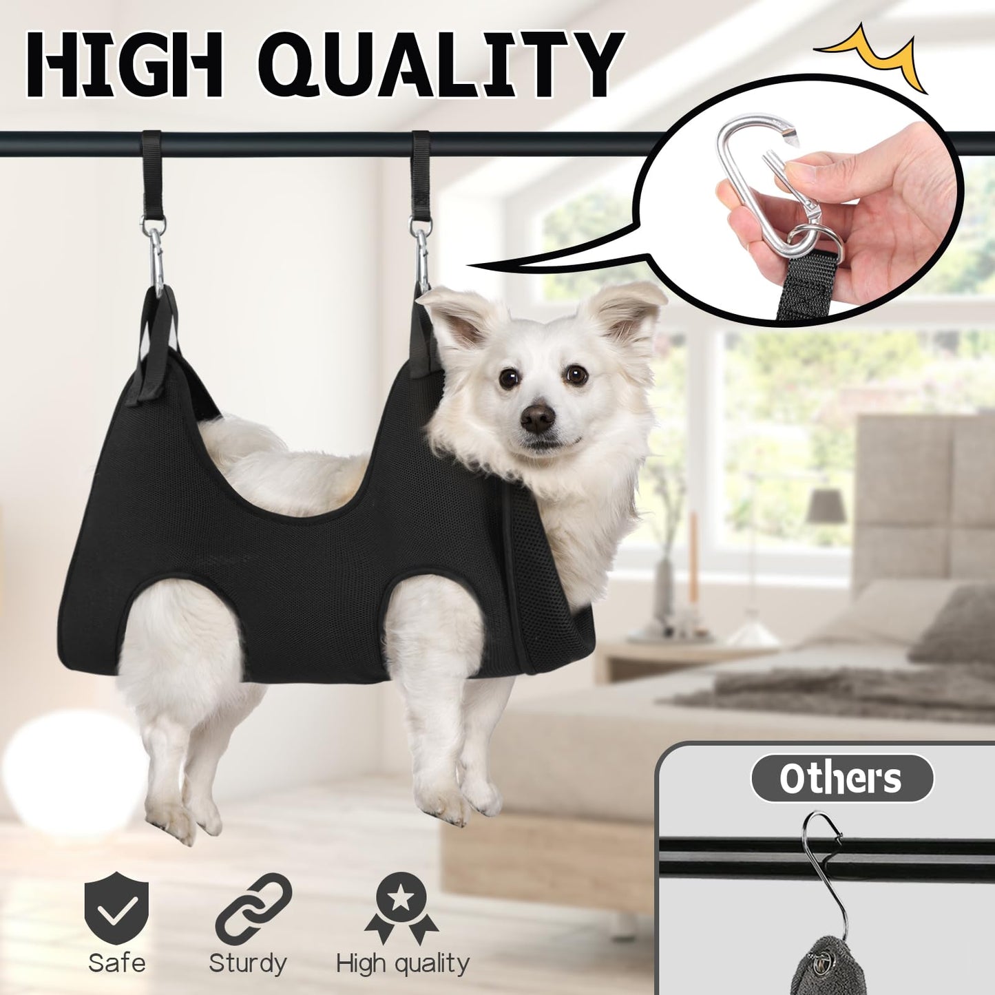 Supet Dog Grooming Hammock for Small Dogs Cat, Relaxation Pet Grooming Hammock Restraint for Nail Trimming (Coral Blue, S（ Legs Spacing：7-10.2" / Max W：15-35LBS）)