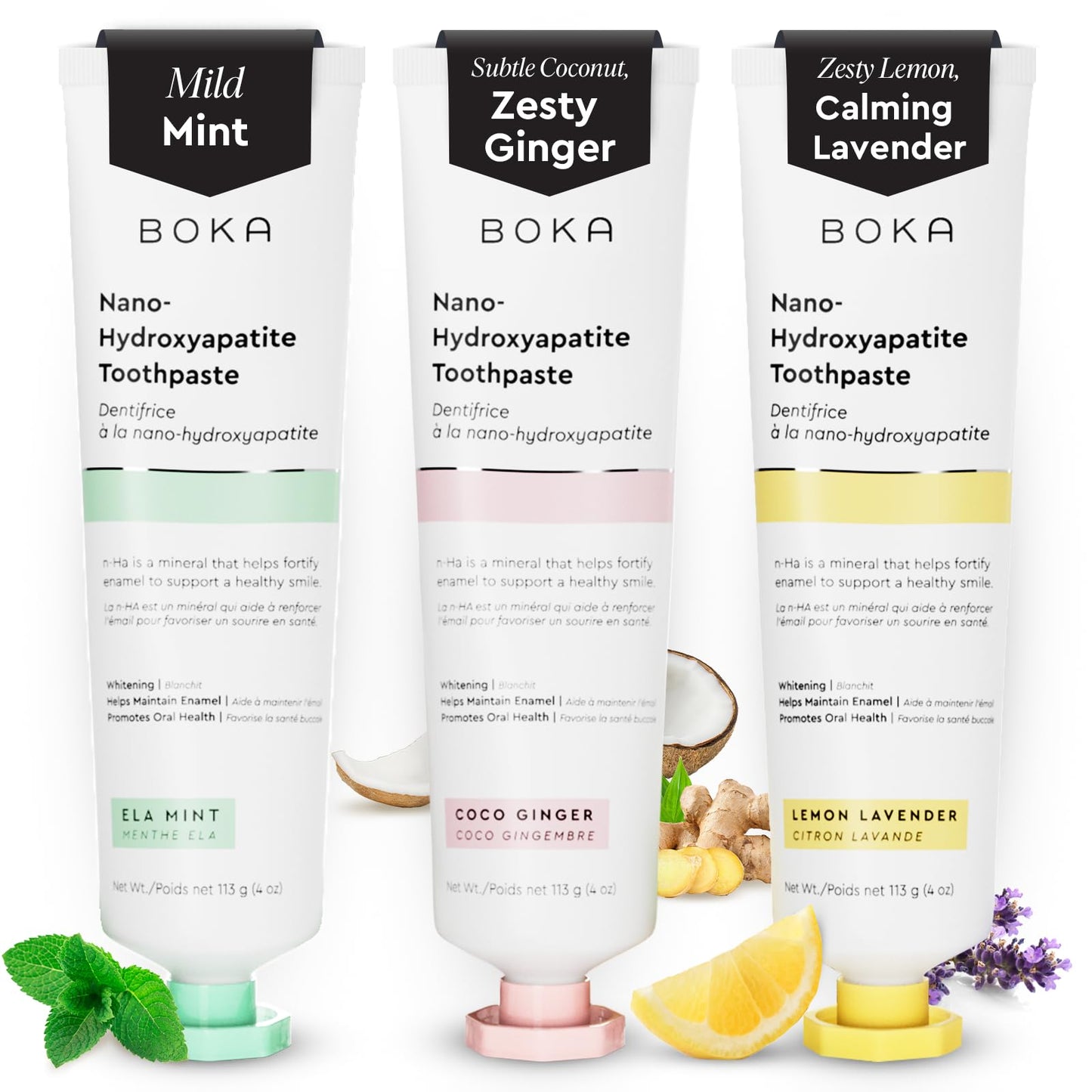 Boka Fluoride Free Toothpaste Nano Hydroxyapatite, Stocking Stuffers Remineralizing, Whitening - Dentist Recommended for Adult, Kids Oral Care Ela Mint Flavor, 4 Fl Oz 1Pk US Manufactured