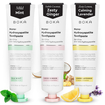 Boka Fluoride Free Toothpaste Nano Hydroxyapatite, Stocking Stuffers Remineralizing, Whitening - Dentist Recommended for Adult, Kids Oral Care Ela Mint Flavor, 4 Fl Oz 1Pk US Manufactured