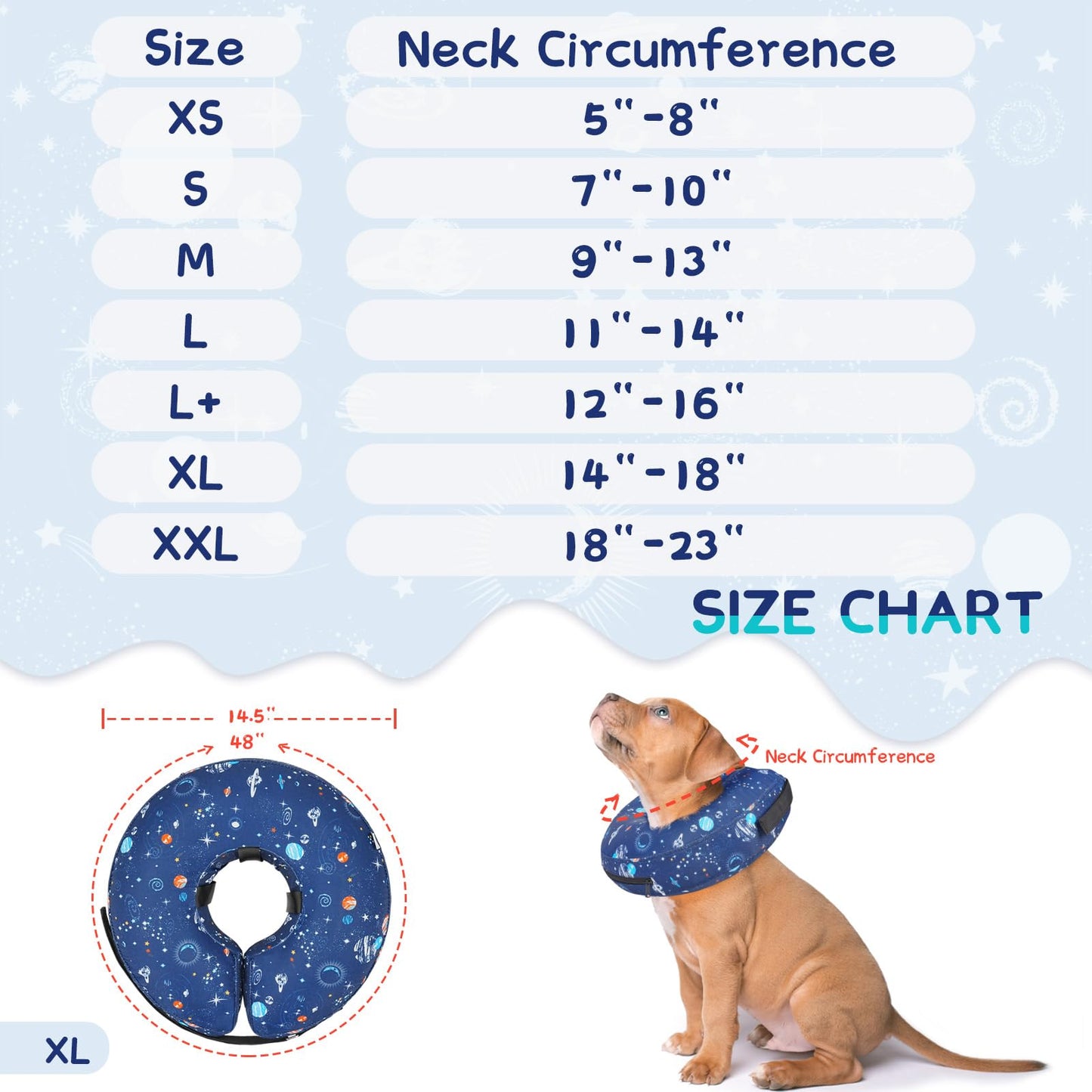 Supet Inflatable Dog Cone Collar Alternative After Surgery, Doggie Neck Donut Collar Recovery ECollar, Soft Dog Cone for Small Medium Large Dogs