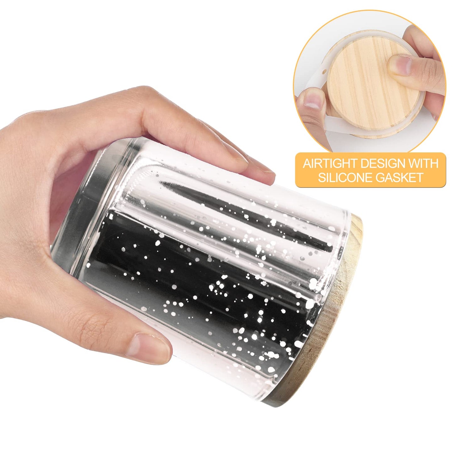 Thick Candle Jars for Making Candles 16 Pcs, 7 OZ Empty Jars with Wood Lids for Candle Making, Sample Container, Frosted White