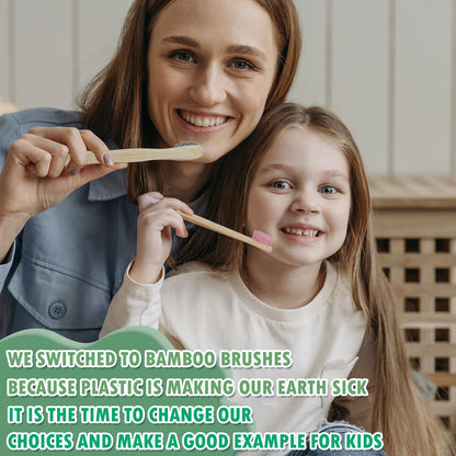 New Kids Bamboo Toothbrushes - 6 Pack, Organic Soft Bristle Toothbrush for Kids, Biodegradable Children's Toothbrushes (Toddler Toothbrush Ages 3-12, Multicolor)